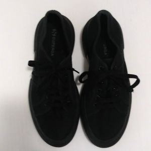 Superga black sneaker platforms